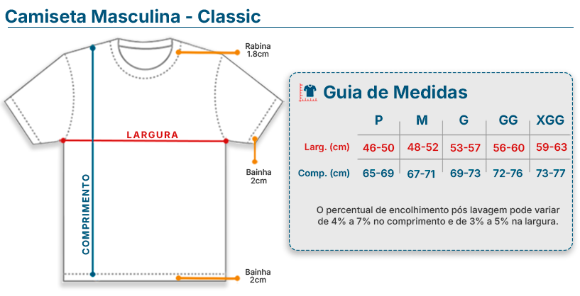 Tabela de Medidas - Classic Masculino